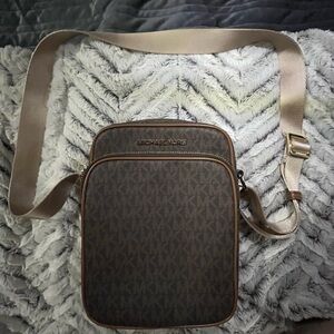 Michael Kors Brown Travel Crossbody Bag with Monogram Print
